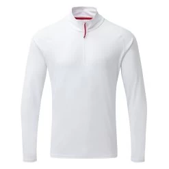 Gill Mens UV Tec Zip Neck Long Sleeve Tee - White