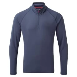Gill Mens UV Tec Zip Neck Long Sleeve Tee - Ocean